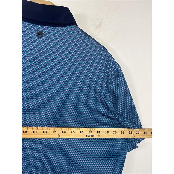 Greyson Stanwich Club Golf Polo Shirt Mens Medium Blue Geometric Short Sleeve - Picture 7 of 7